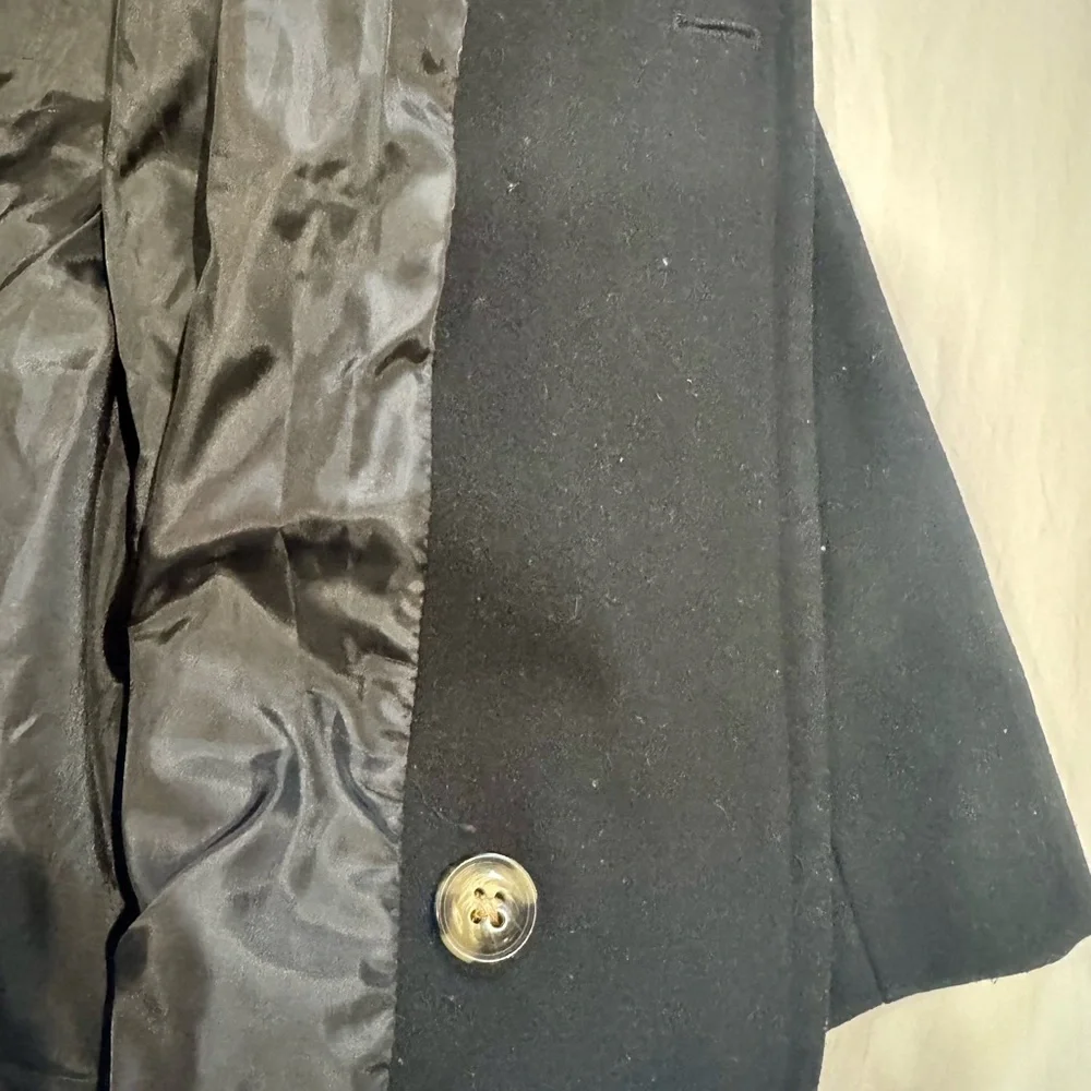 London Fog XL Black‎ Peacoat Wool Blend Double Breasted Coat